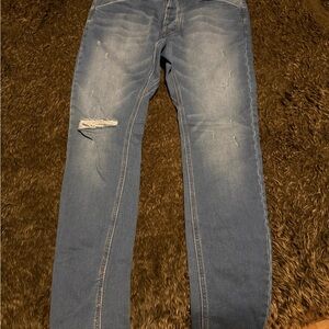 One Teaspoon Light Blue Skinny Jeans with Distressed Knee